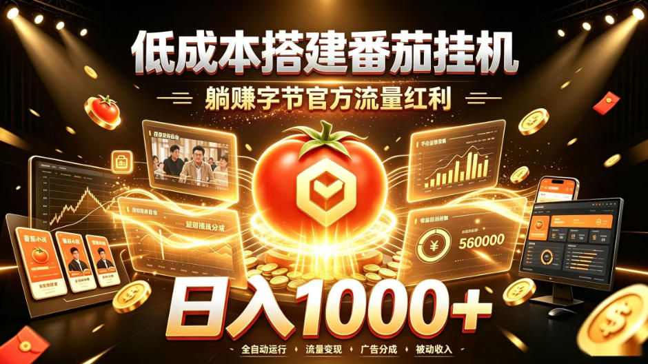 低成本搭建番茄挂G,躺賺字节官方流量红利,日入1k+,全程傻瓜式落地【揭秘】-来聚吧