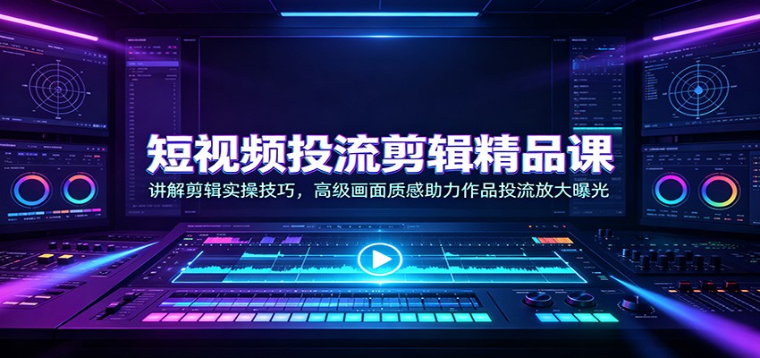 短视频投流剪辑精品课:讲解剪辑实操技巧,高级画面质感助力作品投流放大曝光-来聚吧