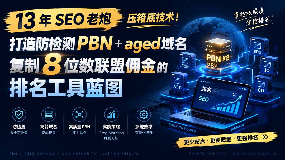 13 年 SEO 老炮压箱底技术!打造防检测 PBN+aged 域名,复制 8 位数联盟佣金的排名工具蓝图【原创双语字幕】-来聚吧