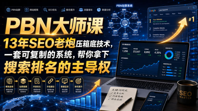 PBN大师课13年SEO老炮压箱底技术,一套可复制的系统,帮你拿下搜索排名的主导权【原创双语字幕】-来聚吧