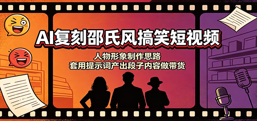 AI复刻邵氏风搞笑短视频:人物形象制作思路,套用提示词产出段子内容做带货-来聚吧