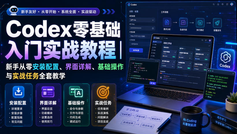 Codex零基础入门实战教程|新手从零安装配置、界面详解、基础操作与实战任务全套教学-来聚吧