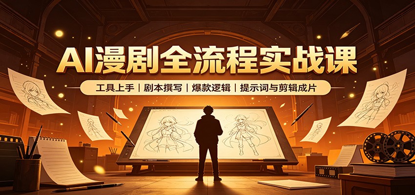 AI漫剧全流程实战课:工具上手、剧本撰写、爆款逻辑、提示词与剪辑成片-来聚吧
