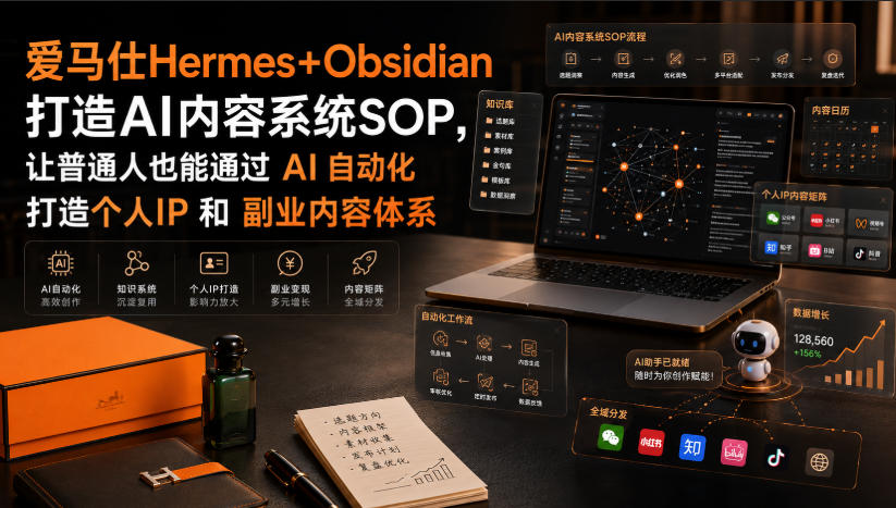 爱马仕Hermes+Obsidian打造AI内容系统SOP，让普通人也能通过 AI 自动化打造个人IP 和 副业内容体系-来聚吧