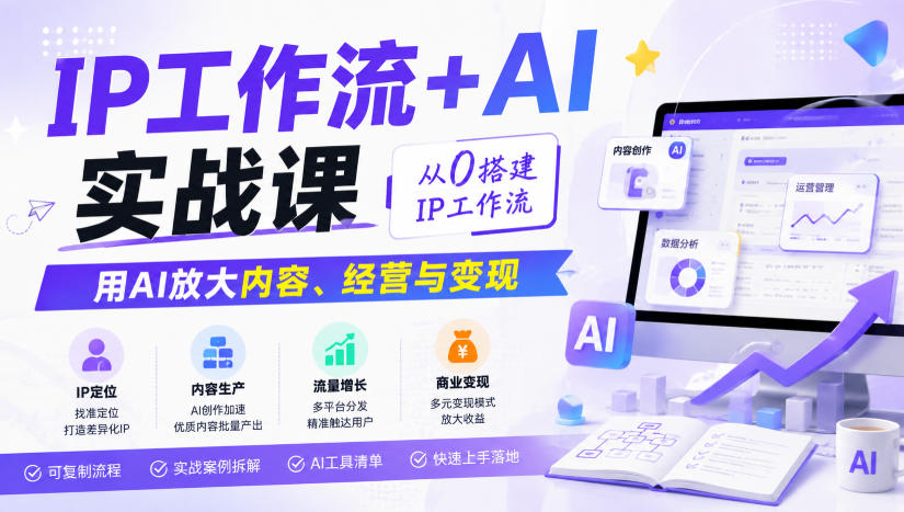 IP工作流+AI实战课，从0搭建IP工作流，用AI放大内容、经营与变现-来聚吧