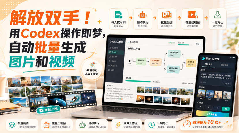 解放双手！用Codex操作即梦，自动批量生成图片和视频-来聚吧