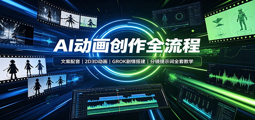 AI动画创作全流程:文案配音,2D3D动画,GROK剧情搭建,分镜提示词全套教学-来聚吧