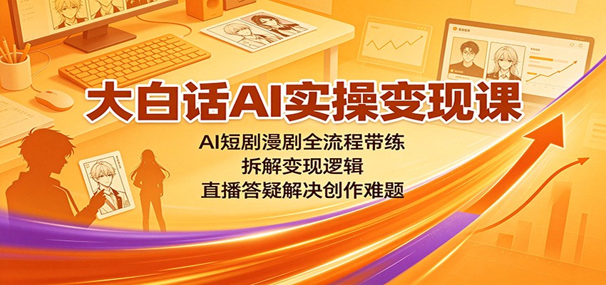 大白话AI实操变现课:AI短剧漫剧全流程带练,拆解变现逻辑,直播答疑解决创作难题-来聚吧