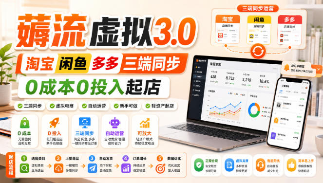 绅白不白·薅流虚拟3.0丨淘宝闲鱼多多三端同步丨0成本0投入起店-来聚吧