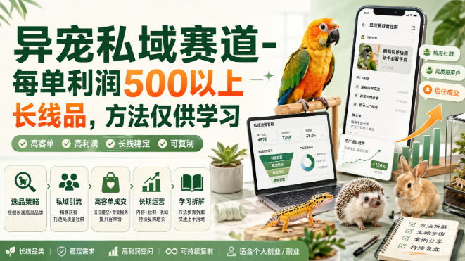 异宠私域赛道-每单利润500以上长线品,方法仅供学习-来聚吧