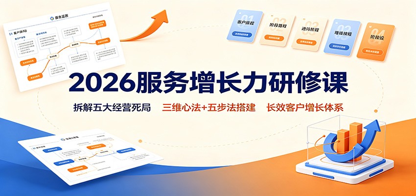2026服务增长力研修课:拆解五大经营死局,三维心法+五步法搭建长效客户增长体系-来聚吧