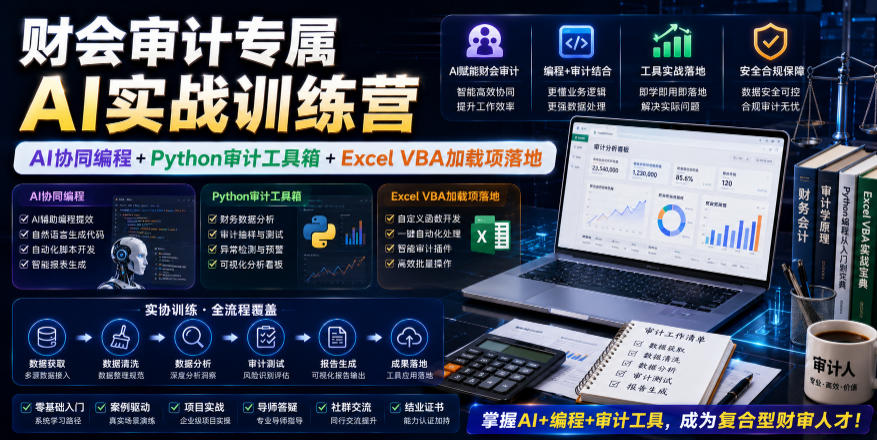 财会审计专属AI实战训练营|AI协同编程+Python审计工具箱+Excel VBA加载项落地(更新0816)-来聚吧