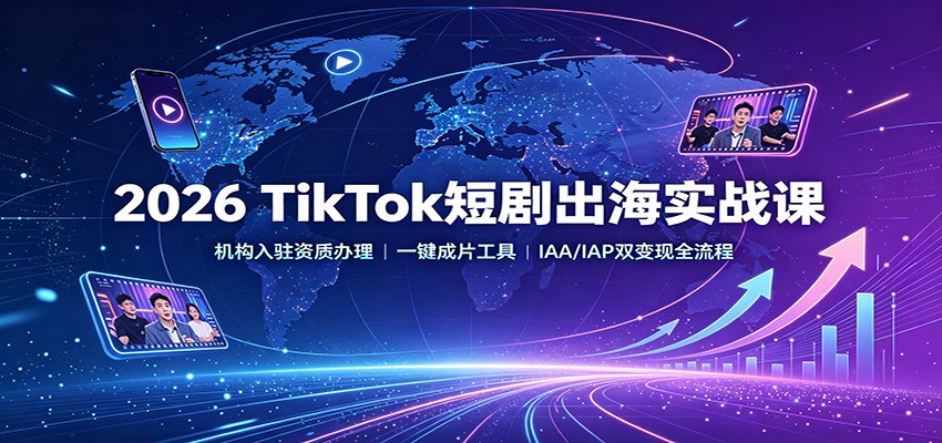 2026 TikTok短剧出海实战课：机构入驻资质办理，一键成片工具，IAA/IAP双变现全流程-来聚吧