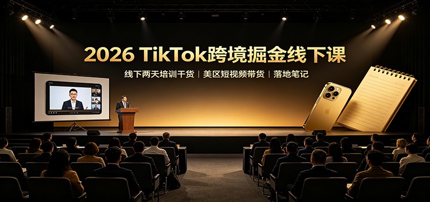 2026 TikTok跨境掘金线下课：线下两天培训干货，美区短视频带货落地笔记-来聚吧
