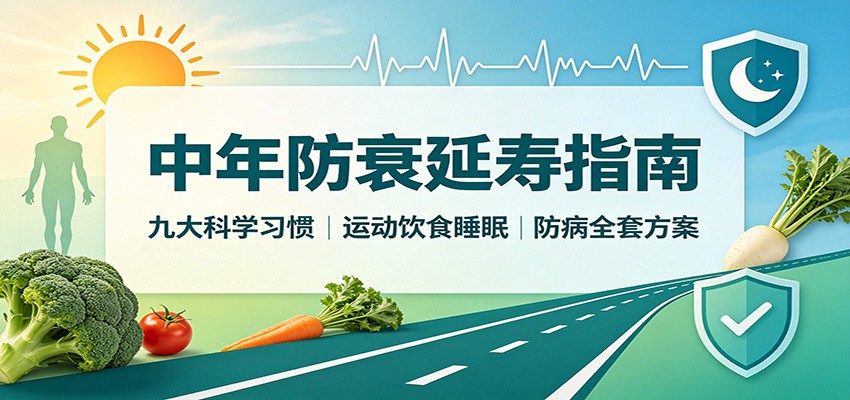 中年防衰延寿指南:九大科学习惯,运动饮食睡眠防病全套方案-来聚吧