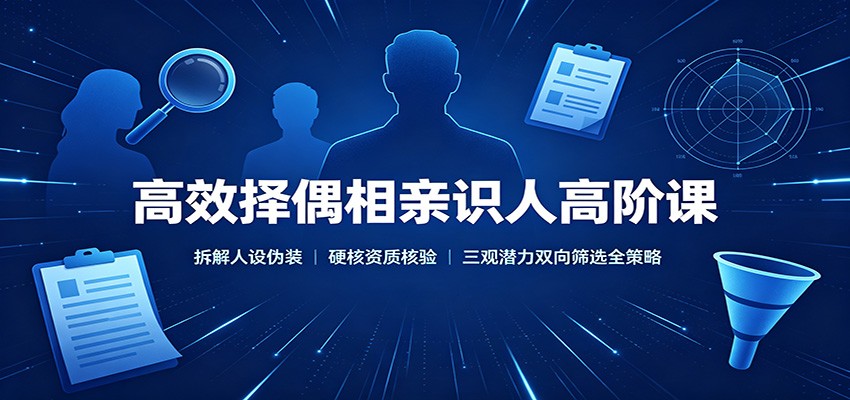 高效择偶相亲识人高阶课：拆解人设伪装，硬核资质核验，三观潜力双向筛选全策略-来聚吧