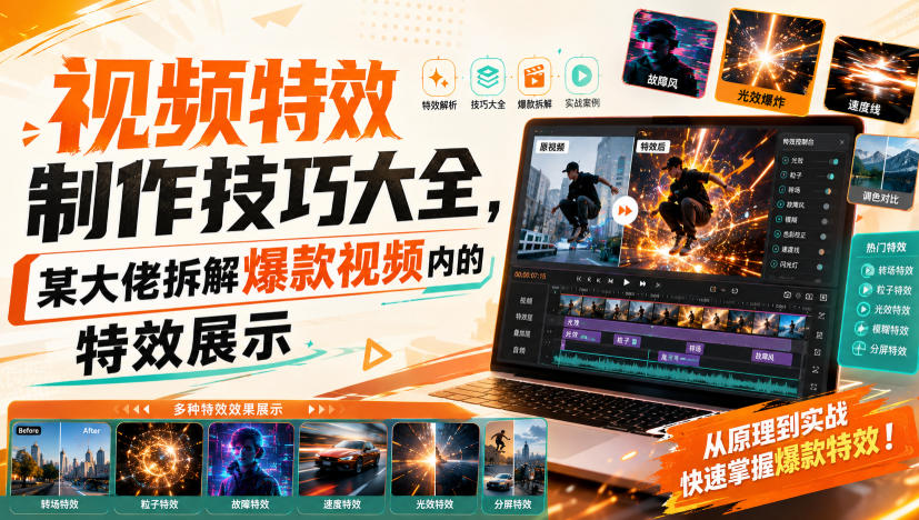 视频特效制作技巧大全,某大佬拆解爆款视频内的特效展示-来聚吧