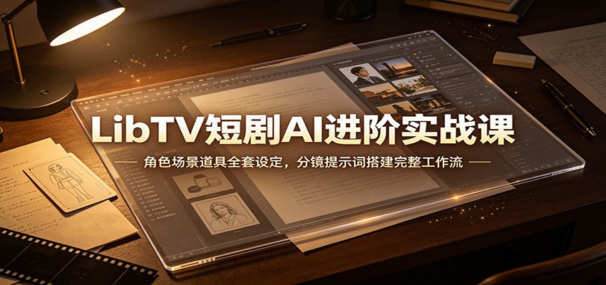 LibTV短剧AI进阶实战课:角色场景道具全套设定,分镜提示词搭建完整工作流-来聚吧
