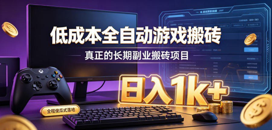 低成本全自动游戏搬砖,真正的长期副业搬砖项目,日入1k+,全程傻瓜式落地【揭秘】-来聚吧