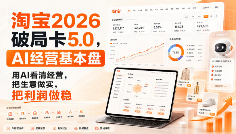 智篆商业-淘宝2026破局卡5.0,AI经营基本盘,用AI看清经营,把生意做实,把利润做稳-来聚吧