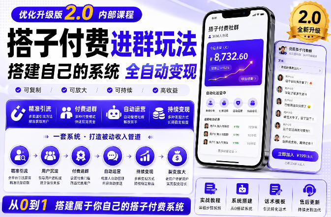 搭建群系统实战项目玩法,搭建整套付费进群系统,实现全天被动收益-来聚吧