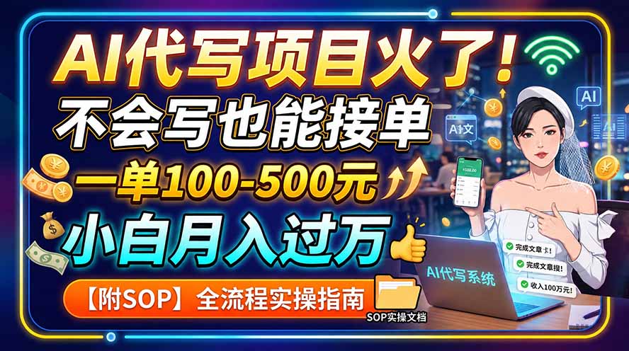 AI代写项目火了!不会写也能接单,一单100-500元,小白月入过万【附SOP】-来聚吧