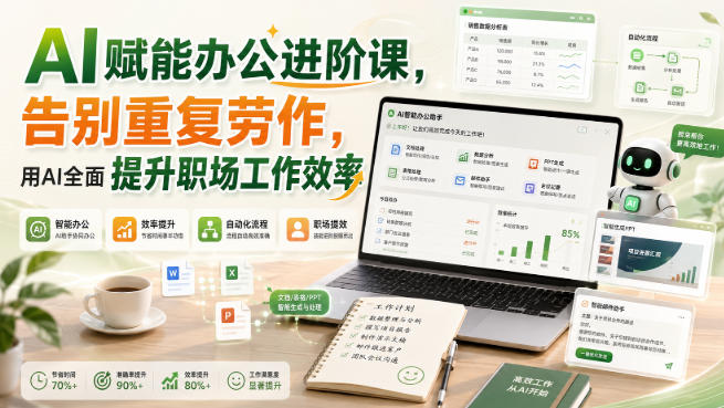 AI赋能办公进阶课,告别重复劳作,用AI全面提升职场工作效率-来聚吧