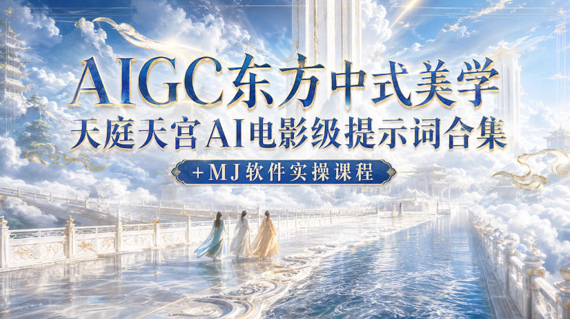 AIGC东方中式美学天庭天宫AI电影级提示词合集+MJ软件实操课程-来聚吧