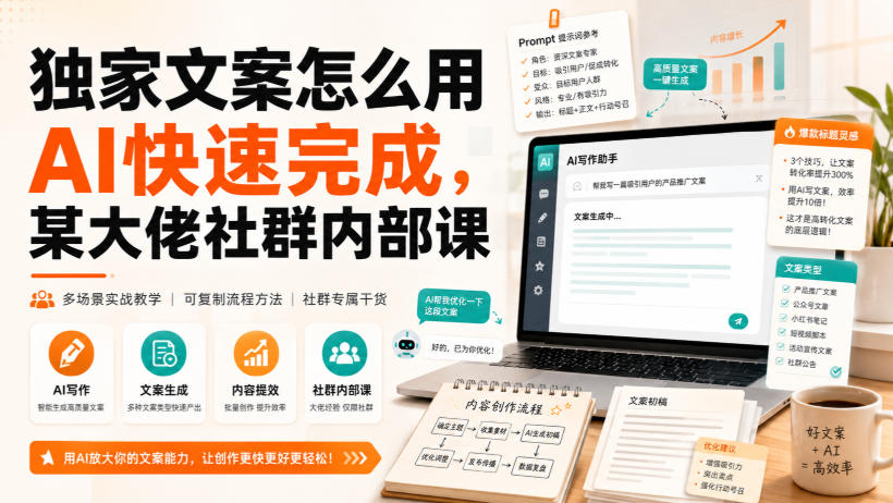 独家文案怎么用AI快速完成，某大佬社群内部课-来聚吧
