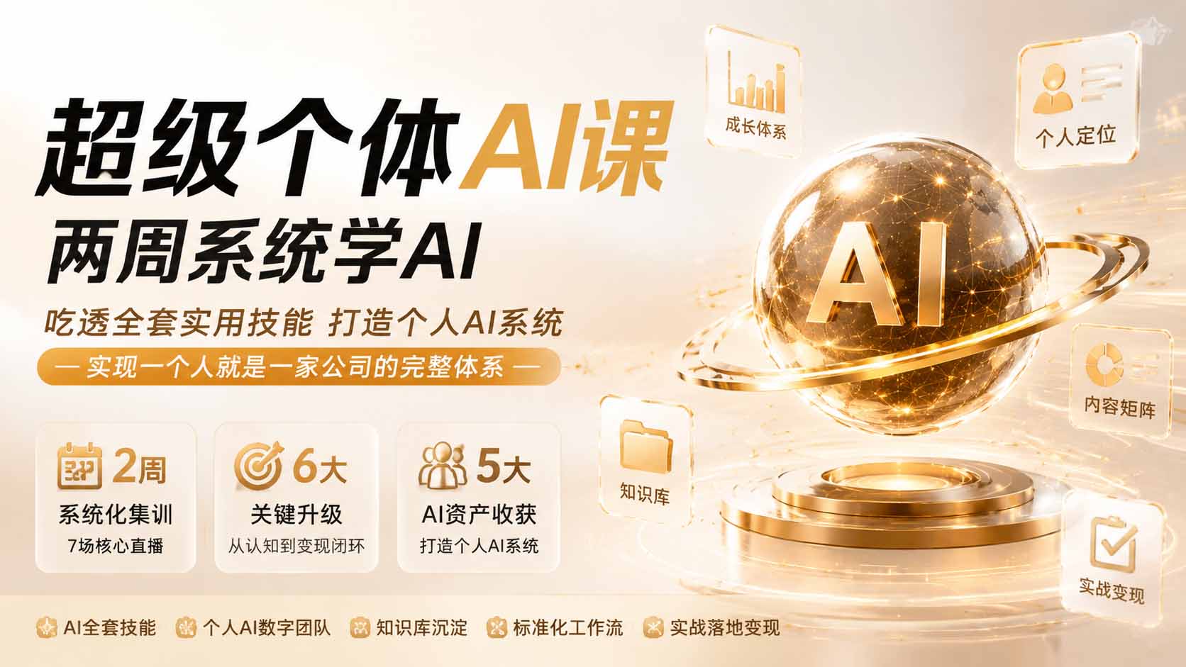 超级个体AI课 两周系统学AI;吃透全套实用技能打造个人AI系统,实现一个人就是一家公司的完整体系(更新0823-来聚吧