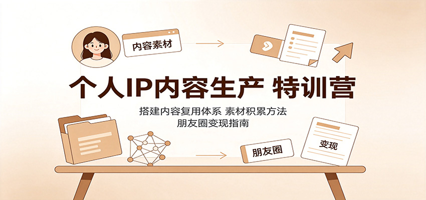 个人IP内容生产特训营:搭建内容复用体系,素材积累方法,朋友圈变现指南-来聚吧