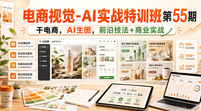 电商视觉-AI实战特训班第55期，干电商，AI生图，前沿技法+商业实战-来聚吧
