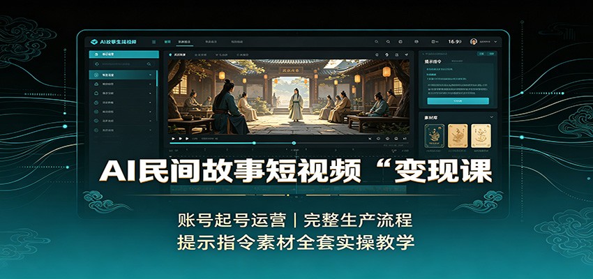 AI民间故事短视频变现课:账号起号运营,完整生产流程,提示指令素材全套实操教学-来聚吧