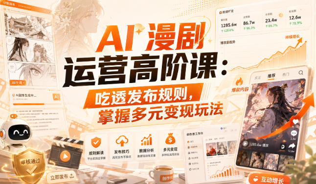 AI漫剧运营高阶课:吃透发布规则,掌握多元变现玩法-来聚吧
