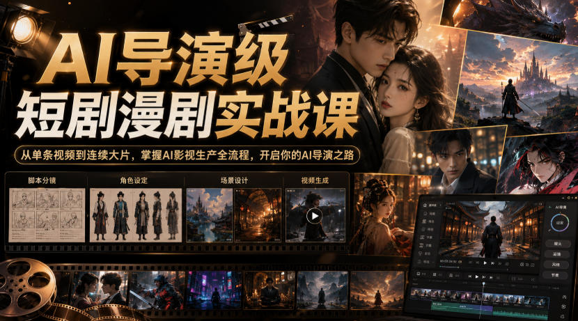 AI导演级短剧漫剧实战课,从单条视频到连续大片,掌握AI影视生产全流程,开启你的AI导演之路!-来聚吧