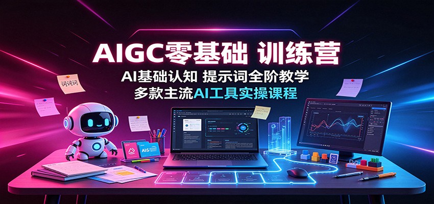 AIGC零基础训练营:AI基础认知,提示词全阶教学,多款主流AI工具实操课程-来聚吧