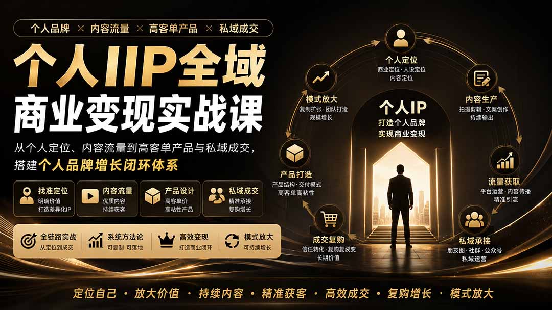 个人IP全域商业变现实战课 (无水印-来聚吧