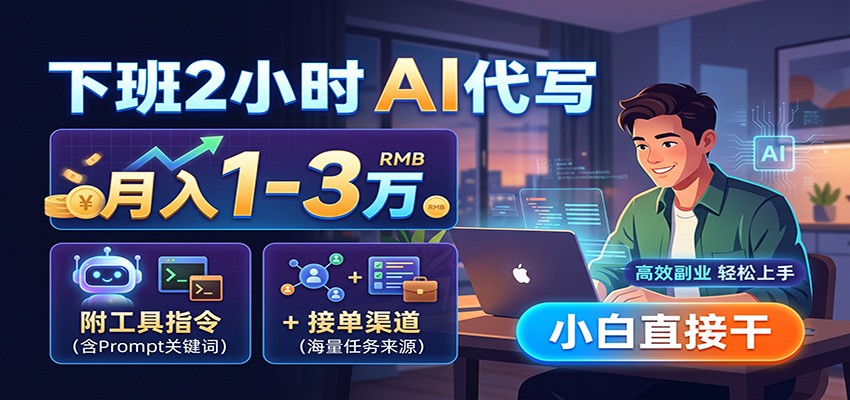下班2小时AI代写，月入1-3万，附工具指令+接单渠道，小白直接干-来聚吧