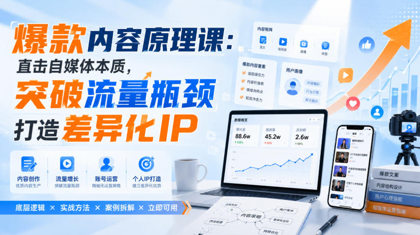 爆款内容原理课:直击自媒体本质,突破流量瓶颈打造差异化IP-来聚吧