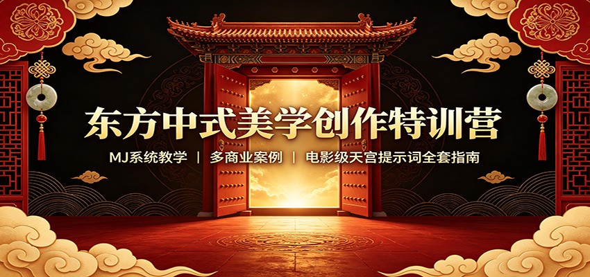 东方中式美学创作特训营：MJ系统教学，多商业案例，电影级天宫提示词全套指南-来聚吧