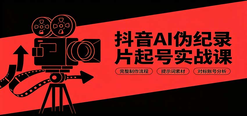 抖音AI伪纪录片起号实战课:完整制作流程,提示词素材,对标账号分析-来聚吧