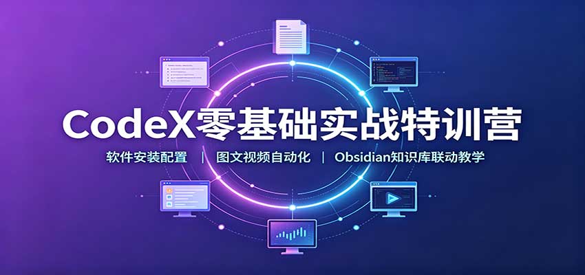 CodeX零基础实战特训营：软件安装配置，图文视频自动化，Obsidian知识库联动教学-来聚吧