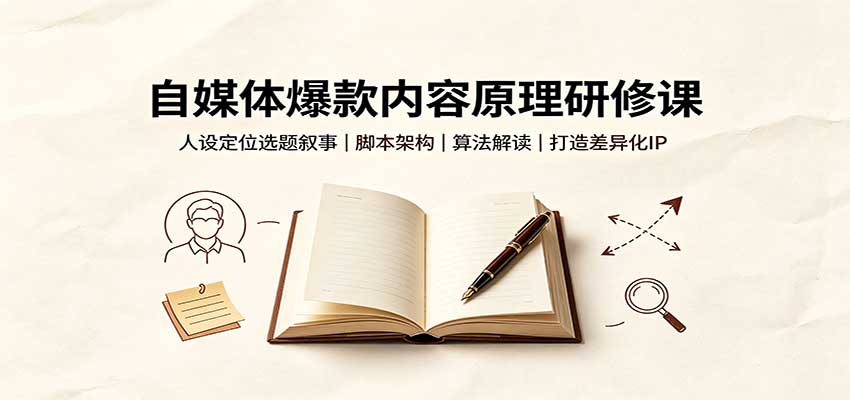 自媒体爆款内容原理研修课:人设定位选题叙事,脚本架构,算法解读打造差异化IP-来聚吧