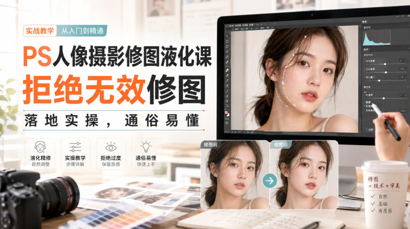 PS人像摄影修图液化课，拒绝无效修图，落地实操，通俗易懂-来聚吧
