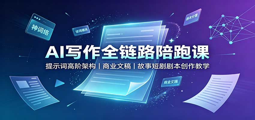 AI写作全链路陪跑课:提示词高阶架构,商业文稿,故事短剧剧本创作教学-来聚吧