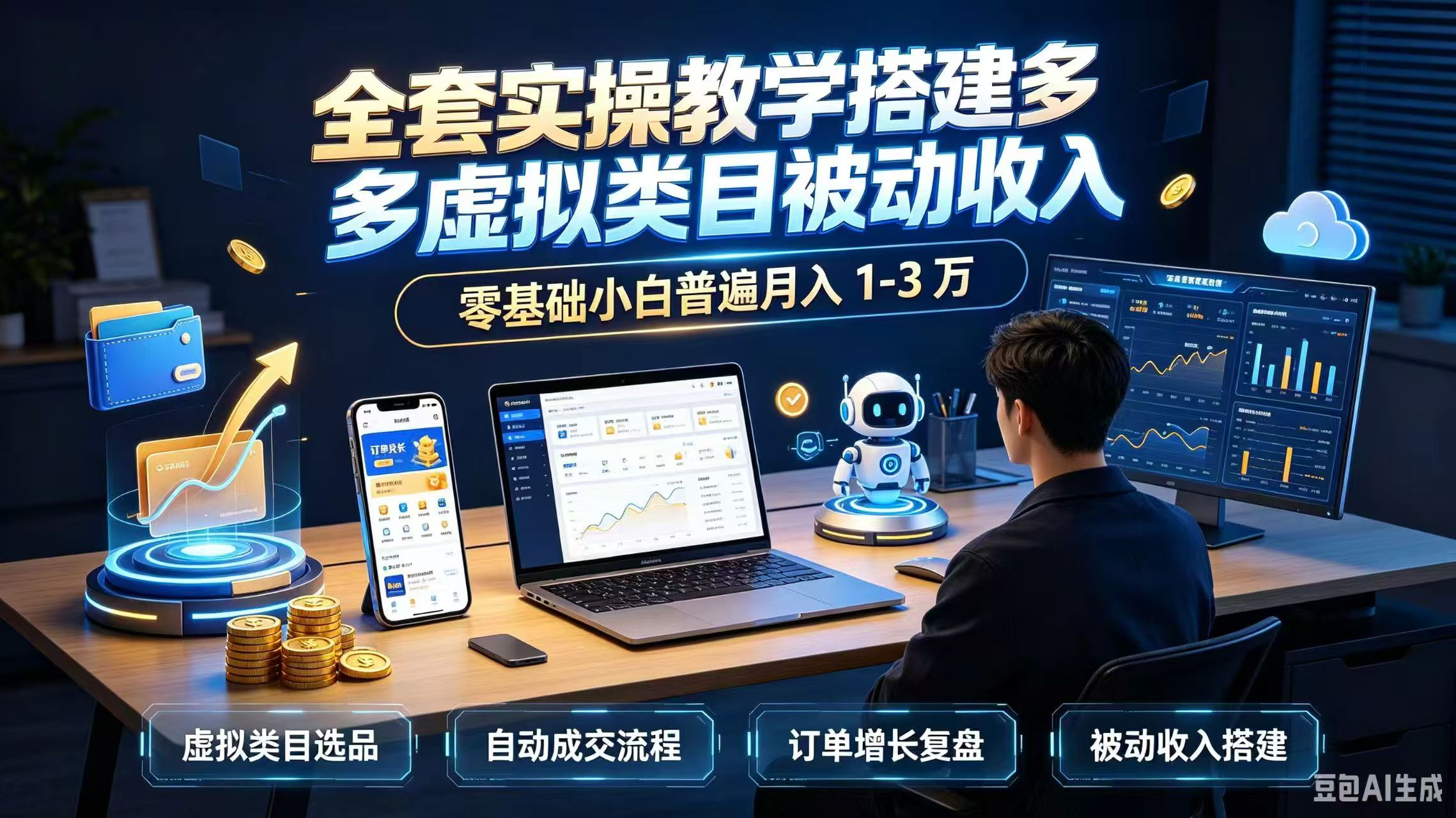 全套实操教学搭建多多虚拟类目被动收入，零基础小白普遍月入 1-3 万-来聚吧
