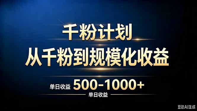 抖音千粉账号计划,从千粉到规模化收益 500-1000+单日收益-来聚吧