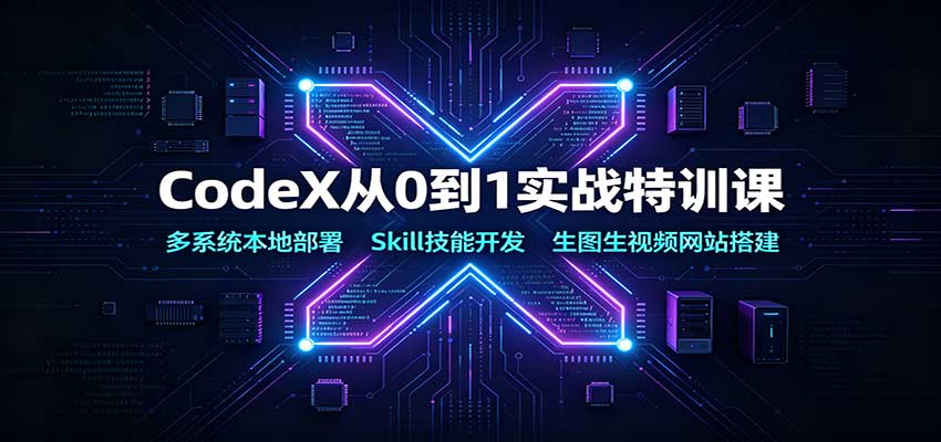 CodeX从0到1实战特训课:多系统本地部署,Skill技能开发,生图生视频网站搭建-来聚吧