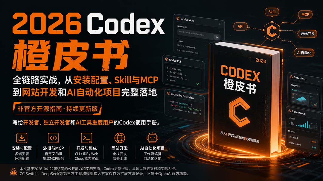 2026Codex橙皮书:全链路实战,从安装配置、Skill与MCP到网站开发和AI自动化项目完整落地-来聚吧