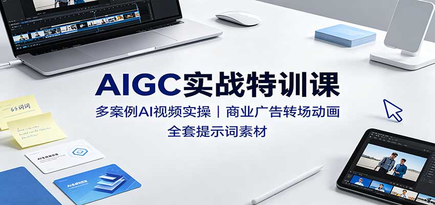AIGC实战特训课：多案例AI视频实操，商业广告转场动画，全套提示词素材-来聚吧